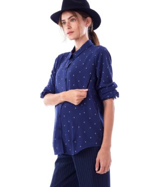 Riley- Blue Arrow Long Sleeve Button Down Nursing And Maternity Blouse loving the sales