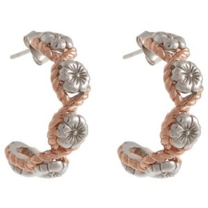 Olivia Burton Floral Charm Rope Hoop Silver & Rose Gold Earrings Spenders Friend
