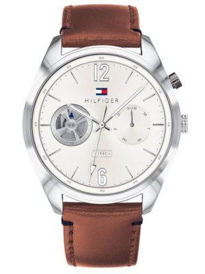 Tommy Hilfiger Deacan Silver Dial Brown Leather Strap Watch 1791550 loving the sales