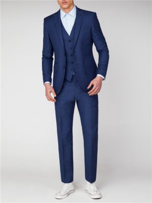 Blue Jaspe Slim Fit Suit Jacket | Ben Sherman Spenders Friend