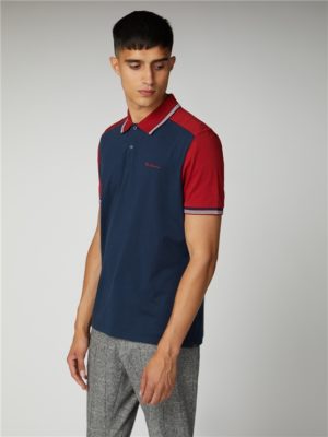 Red & Navy Cut And Sew Block Polo Shirt | Ben Sherman | Est 1963 - Small Spenders Friend