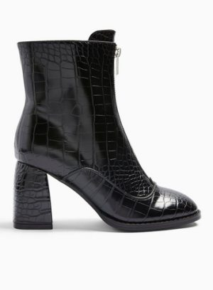 Womens Brit Black Zip Front Boots