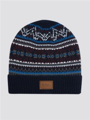Men's Blue Fairisle Knitted Woolly Hat | Ben Sherman | Est 1963 - One Size Spenders Friend