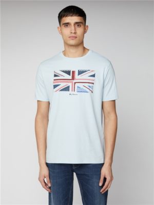 Sky Blue Union Jack Pixel Print T-Shirt | Ben Sherman | Est 1963 - Xs Spenders Friend
