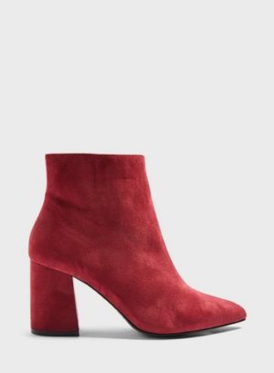Womens Wide Fit Abit Burgundy Pointed Ankle Boots