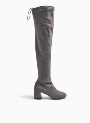 Womens Wide Fit Oslo Grey Over The Knee Boots