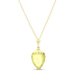 Lemon Quartz Briolette Pendant Necklace 9 Ct In 9ct Gold SpendersFriend