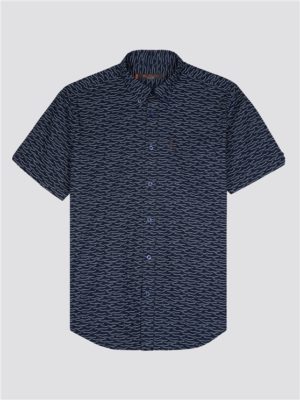 Ben Sherman Short Sleeve Wave Print Shirt Navy | Ben Sherman - Medium Spenders Friend