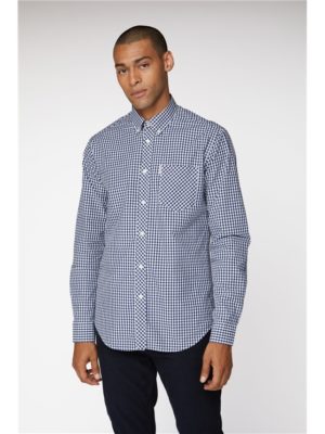 Long Sleeve Gingham Shirt Coloured In Blue Depths - Small Spenders Friend