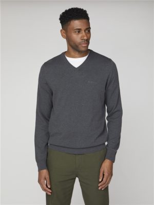 Men's Charcoal Grey V Neck Sweatshirt | Ben Sherman | Est 1963 - Large Spenders Friend