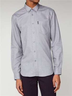 Men's Grey Long Sleeve Oxford Shirt | Ben Sherman | Est 1963 - Small Spenders Friend