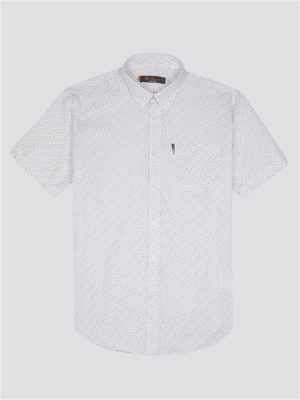 Short Sleeve Dash Print Shirt White | Ben Sherman - Medium Spenders Friend