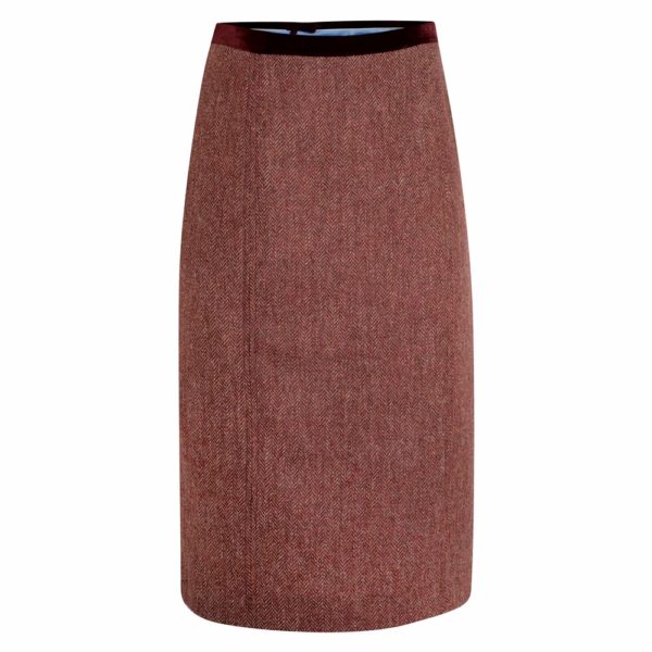 Magee 1866 Raspberry Dana Herringbone Donegal Tweed Skirt loving the sales