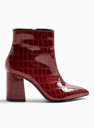 Womens Abi Red Pointed Ankle Boots