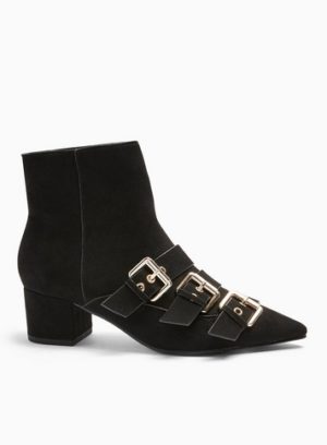 Womens Bowy Black Multi Buckle Boots