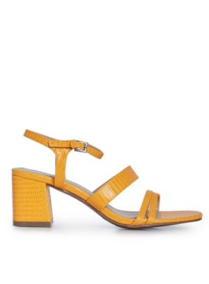 Womens Wide Fit Stormi Yellow Mid Heel Sandals
