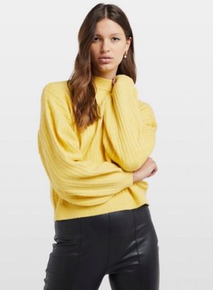 Womens Yellow Long Sleeve Knitted Jumper