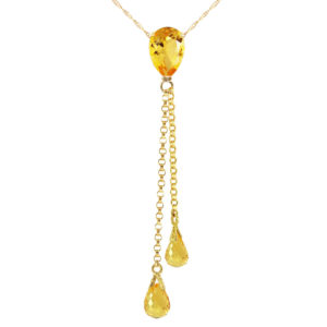 Citrine Droplet Pendant Necklace 3.75 Ctw In 9ct Gold SpendersFriend