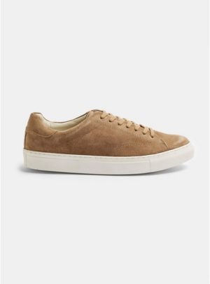 Mens Brown Beige Real Suede Perry Trainers