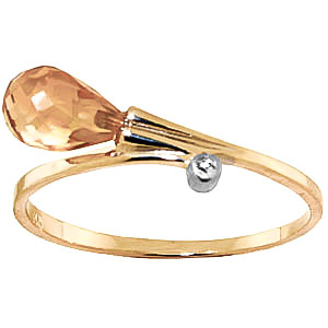 Citrine & Diamond Droplet Ring In 9ct Gold SpendersFriend