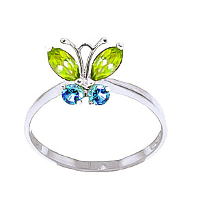 Peridot & Blue Topaz Butterfly Ring In Sterling Silver SpendersFriend