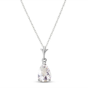 White Topaz Belle Pendant Necklace 1.5 Ct In 9ct White Gold SpendersFriend