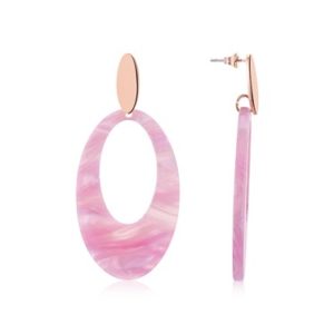 Dirty Ruby Pink Acetate Oval Earrings Spenders Friend