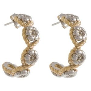 Olivia Burton Silver & Gold Floral Charm Hoop Earrings Spenders Friend