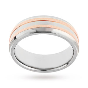 7mm Gents Titanium Wedding Ring With 9 Carat Rose Gold Lines - Ring Size Q SpendersFriend