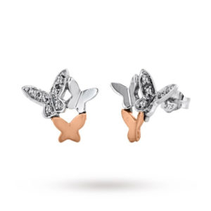 9 Carat 2 Colour Gold Diamond Butterfly Stud Earrings SpendersFriend