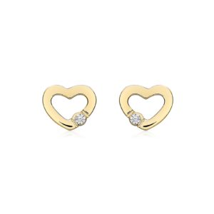 9ct Yellow Gold Cubic Zirconia Open Heart Stud Earrings SpendersFriend