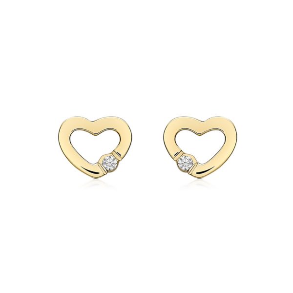 9ct Yellow Gold Cubic Zirconia Open Heart Stud Earrings SpendersFriend