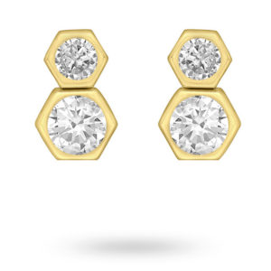 9ct Yellow Gold Double Hexagon Stud Earrings SpendersFriend
