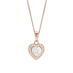 Rose Gold Plated Cubic Zirconia Heart Pendant SpendersFriend