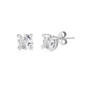 Silver April Cubic Zirconia Stud Earrings SpendersFriend