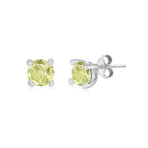 Silver August Lime Cubic Zirconia Stud Earrings SpendersFriend