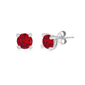 Silver January Red Cubic Zirconia Stud Earrings SpendersFriend