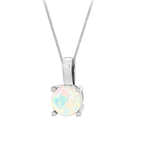 Silver October Artificial Opal Pendant. Opal Size 5mm SpendersFriend