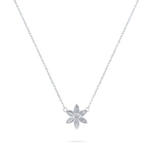 Sterling Silver 0.05cttw Diamond Flower Pendant SpendersFriend