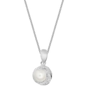 Sterling Silver Cubic Zirconia And Cultured Fresh Water Pearl Pendant SpendersFriend