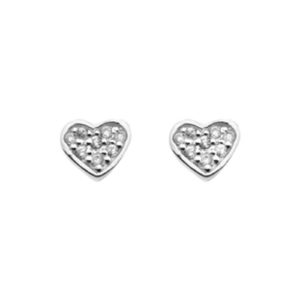 Sterling Silver Cubic Zirconia Heart Stud Earrings SpendersFriend