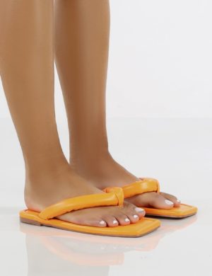 Admit  Pu Padded Toe Thong Strap Flat Sandals