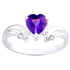 Amethyst & Diamond Affection Heart Ring In Sterling Silver SpendersFriend