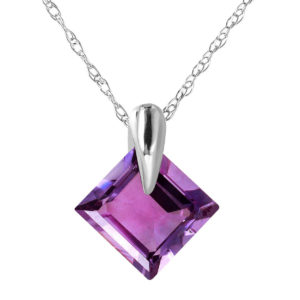 Amethyst Princess Pendant Necklace 1.16 Ct In 9ct White Gold SpendersFriend