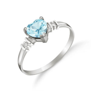 Aquamarine & Diamond Heart Ring In Sterling Silver SpendersFriend