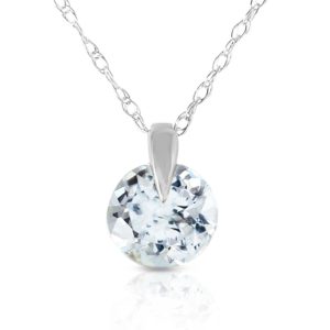 Aquamarine Gem Drop Pendant Necklace 0.65 Ct In 9ct White Gold SpendersFriend
