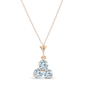 Aquamarine Trinity Pendant Necklace 0.75 Ctw In 9ct Rose Gold SpendersFriend