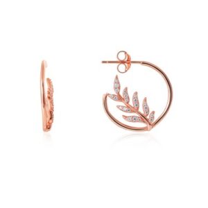 Argento Rose Gold Leaf Hoop Earrings Spenders Friend