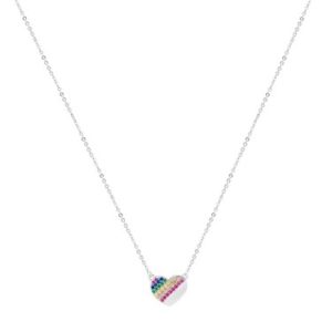 Argento Silver Rainbow Heart Necklace Spenders Friend
