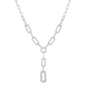 August Woods Silver Square Link Crystal Necklace Spenders Friend